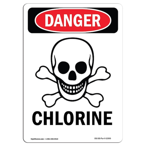 Safety Sign, OSHA Danger, 5" Height, Portrait, D-35-V-1999-10PK